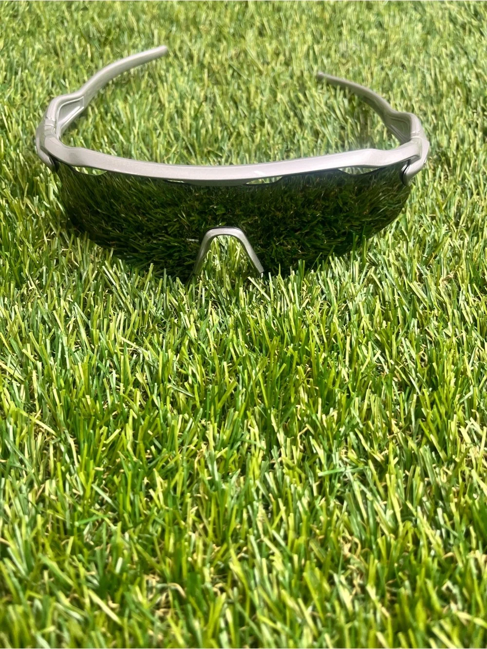 Sport Shield Sunglasses with Mirrored Silver Lens